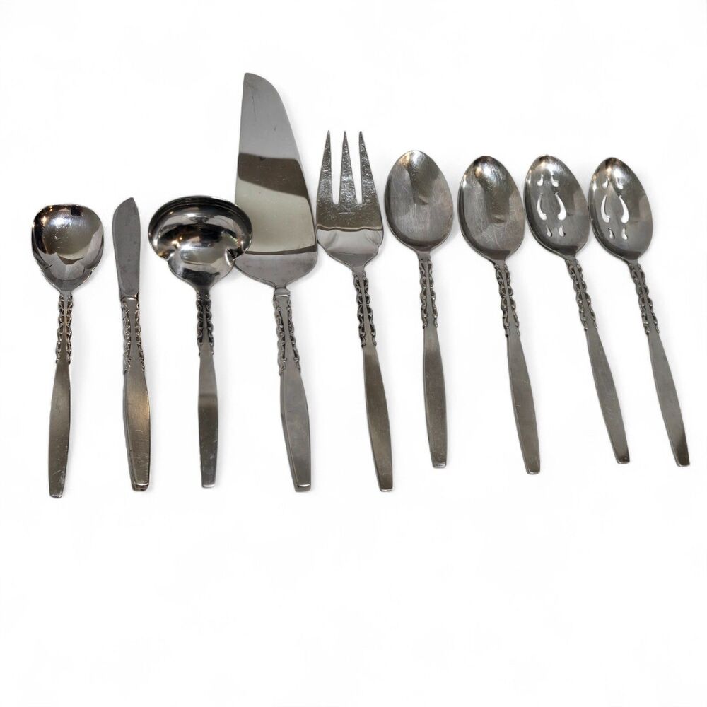 International Lyon Stainless Steel ALHAMBRA 9 Piece Serve Set Ladle Fork Spoons‎